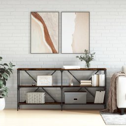 Masa consola stejar afumat 160x30x75 cm lemn prelucrat si fier GartenMobel Dekor