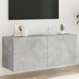 Comoda TV de perete cu lumini LED, gri beton, 100x35x41 cm GartenMobel Dekor