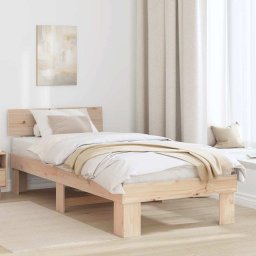 Cadru de pat cu headboard Maro 90 x 200 cm Lemn de brad solid GartenMobel Dekor