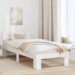 Cadru de pat cu headboard Alb 90 x 200 cm Lemn de brad solid GartenMobel Dekor