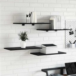 Placi de rafturi - Pachet de 4 în fag negru, dimensiuni 60x30x1.5 cm, din lemn prelucrat. GartenMobel Dekor