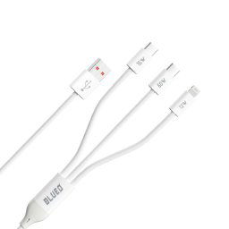 Cablu de Date USB-A la 2x USB-C, Lightning, Fast Charging - Blueo - White