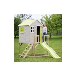 Casuta de gradina lime lodge cu platforma si tobogan (m22l)