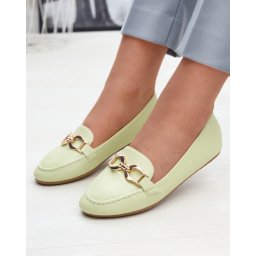 Resti Green eco-leather women's moccasins with embellishment Wiwet-Footwear