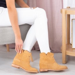 Resti Cowboy boots on an indoor wedge in camel Bluestone - Footwear 1