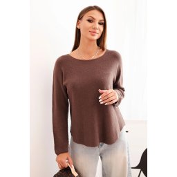 Kesi Włoski Women's sweater made of viscose with long sleeves and a round neckline mocha
