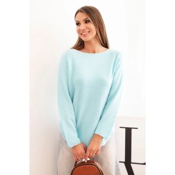 Kesi Włoski Women's sweater made of viscose with long sleeves and a round neckline mint