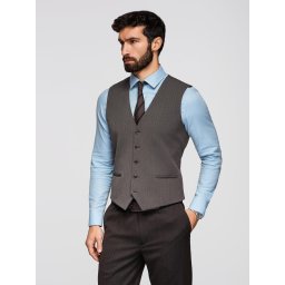 Ombre Men's elegant SLIM FIT herringbone vest - graphite