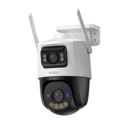Camera de supraveghere IP WiFi rotativa PT cu lentila duala Cruiser Dual 2 Pro Aurora Active Deterrence IPC-S7XFP-8U0WED, Alb