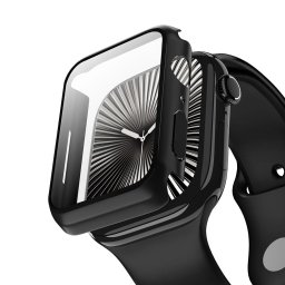 Husa pentru Apple Watch 7 45mm + Folie - ANANK Screen Guard - Black