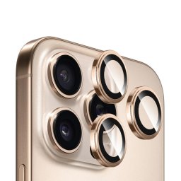 Folie pentru iPhone 14 Pro / iPhone 14 Pro Max - Sapphire Crystal Original Lens Glass (set 3) - Golden