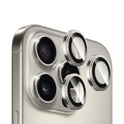 Folie pentru iPhone 16 Pro / iPhone 16 Pro Max - Sapphire Crystal Original Lens Glass (set 3) - Natural Titanium