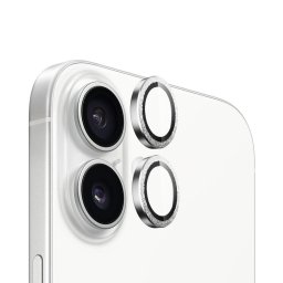 Folie pentru iPhone 16 / iPhone 16 Plus (set 2) - Original Metal Frame Lens Protector - Silver
