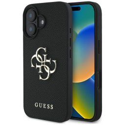 Husa Husa pentru iPhone 16 - Hardcase Grained Big 4G Logo Small Classic Logo (GUHCP16SPGT4MBK) - Black