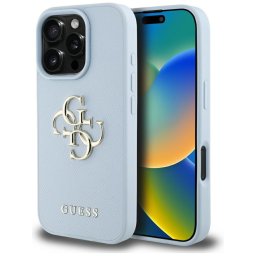 Husa Guess Hardcase Grained Big 4G Logo Small Classic Logo (GUHCP16LPGT4MBB) - Carcasă rigidă - compatibil cu Apple iPhone 16 Pro - culoare Albastru