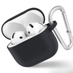 Husa AirPods 1, Liquid Silicone, Negru