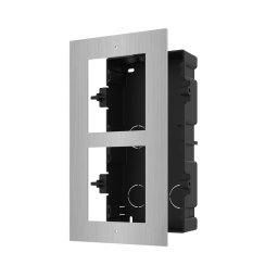 Suport montaj videointerfon modular Hikvision DS-KD-ACF2/S, 2 module, panou inox, cutie incastrata plastic