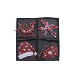 Figurine lemn pentru decoratiuni craciun set 4 buc