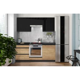 Mobilă de bucătărie MARINA 180 cm, stejar craft/negru lucios