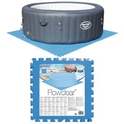 Protectii podea pentru piscina Bestway Flowclear, 8 piese, 2 mp, albastre