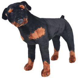 Jucarie de plus caine rottweiler, negru si maro, XXL GartenMobel Dekor