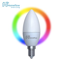 Bec inteligent LED Wireless Homeflow B-5004, E14, 5W (40W), 400lm, dimabil, RGB, Control de pe telefonul mobil SmartElectro IntelligentHouse