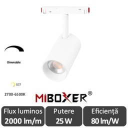 MIBOXER Proiector șină magnetică Zigbee + RF Dimabil 25W CCT Alb