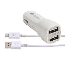 Procell Incarcator Auto Dual 2.1 USB Alb cu cablu Type-C-T.Verde 0.1 lei/buc