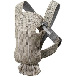 Marsupiu anatomic Mini cu pozitii multiple de purtare BabyBjorn Greige Mesh