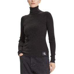 CALVIN KLEIN Pulover Woven Label Roll Neck LV047D350G UB1 black