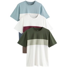 Next Tricou ecru / albastru porumbel / maro / verde