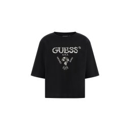 GUESS Tricou 'Aurelie' negru / argintiu