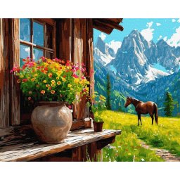 Set pictura pe numere, cu sasiu, Libertate intre piscuri, 40x50 cm