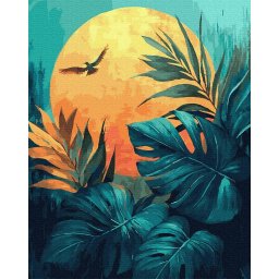 Set pictura pe numere, cu sasiu, Reverie tropicala, 40x50 cm