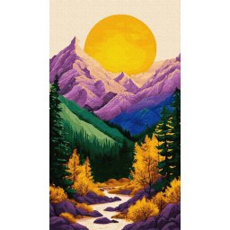 Set pictura pe numere, cu sasiu, Apus peste vale, 40x70 cm