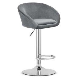 Scaun de bucatarie/bar, Artool, East, rotativ, catifea, gri si argntiu, 53x46x81-103 cm GartenVIP DiyLine