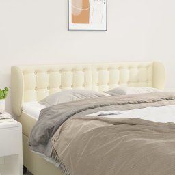 Tablie de pat cu aripioare crem 147x23x78/88 cm piele ecologica GartenMobel Dekor