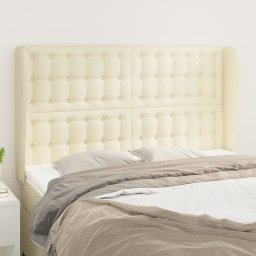 Tablie de pat cu aripioare, crem, 147x23x118/128 cm, piele eco GartenMobel Dekor
