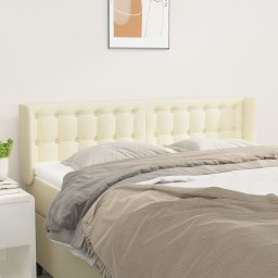 Tablie de pat cu aripioare crem 147x16x78/88 cm piele ecologica GartenMobel Dekor