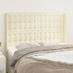 Tablie de pat cu aripioare, crem, 147x16x118/128 cm, piele eco GartenMobel Dekor