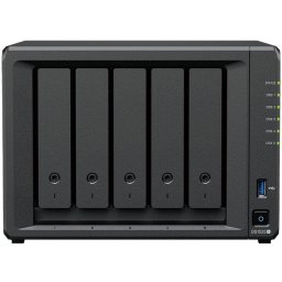 NAS DiskStation DS1525+, 5-Bay, AMD Ryzen V1500B 2.2GHz, 8GB DDR4 ECC, max 32GB, SATA & M.2 NVMe, 2x2.5GbE, USB 3.2, PCIe, max 108TB, RAID, Hot Swap, Negru