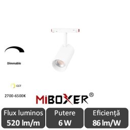 MIBOXER Proiector șină magnetică Zigbee + RF Dimabil 6W CCT Alb