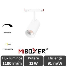 MIBOXER Proiector șină magnetică Zigbee + RF Dimabil 12W CCT Alb