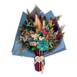Buchet flori cadre didactice, aranjament cu flori uscate și creioane, albastru – DSPH508002