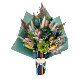 Buchet flori cadre didactice, aranjament cu flori uscate și creioane, verde – DSPH508001