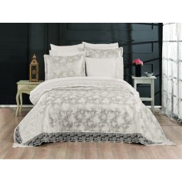 Cuvertură de pat Valentini Bianco din brocard, Nil Cream
