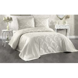 Cuvertură de pat Valentini Bianco din brocard, Romance Light Cream