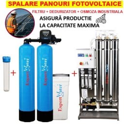 Pachet spălare fotovoltaice – Dedurizator duplex Clack 2×50 l + osmoză inversă EWRO 1000 l/h