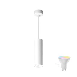 Lustră TURYN LED RGBW reglabilă pentru baie, suspendată pe cablu, 1xGU10/4,8W/230V, IP44, alb