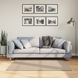 Covor HUARTE, fir scurt, moale si lavabil, nisipiu, 120x120 cm GartenMobel Dekor
